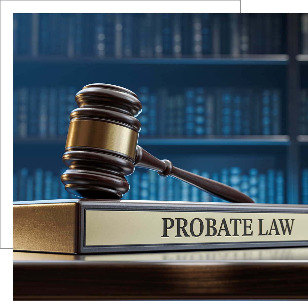Legal gavel and probate law text