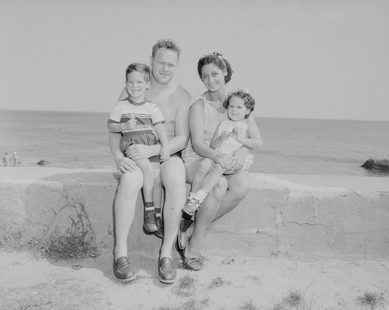 old family picture on beach