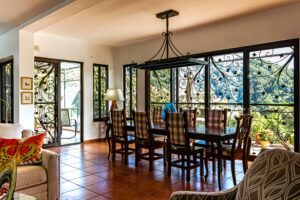 beautiful dining room with windows