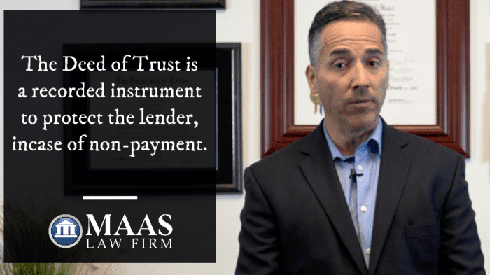 The deed of trust is a recorded instrument to protect the lender from non payment.