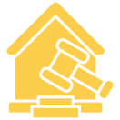Yellow gavel over house illustration