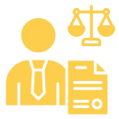 Businessman and legal document icon